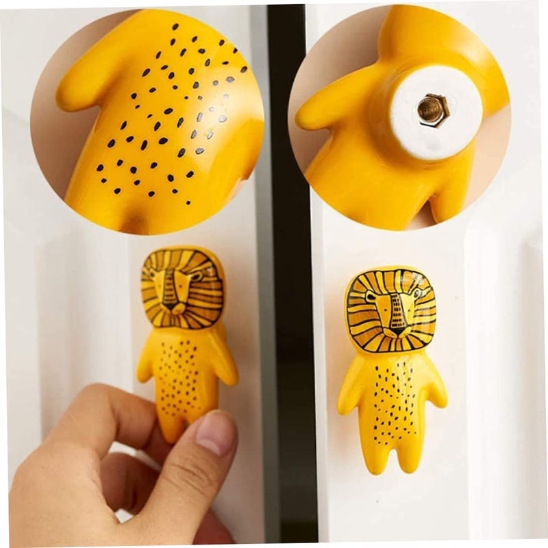 woobles Cute Animal Knobs Kids Handles Ceramic Knobs Kids Room Door Cabinet Knobs Lovely Cabinet Pulls Drawer Knobs for Kids, with Screws 5 Pcs - Image 2